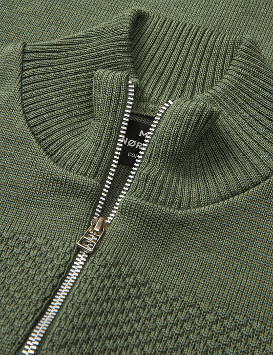 Wool Klemens Zip Knit, Four Leaf Clover