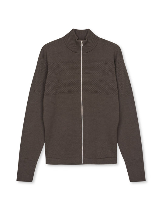 Wool Klemens Zip Knit, Turkish Coffee