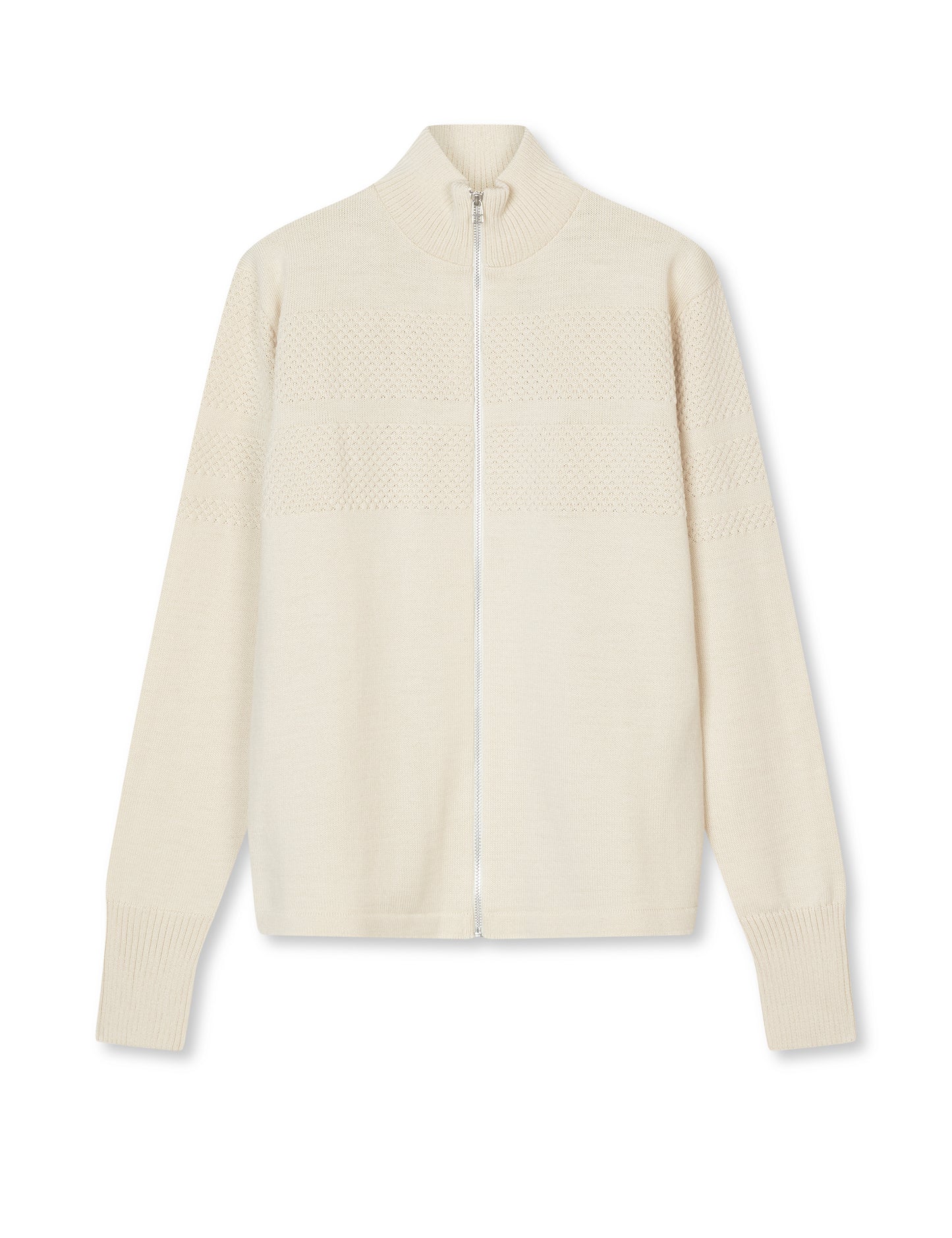 Wool Klemens Zip Knit, Vanilla Ice