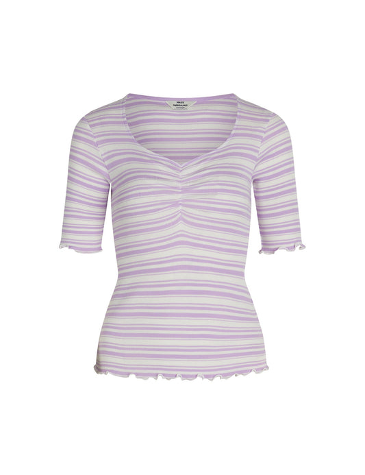 2x2 Cotton Stripe Tinna Tee,  White Alyssum / Lavendula