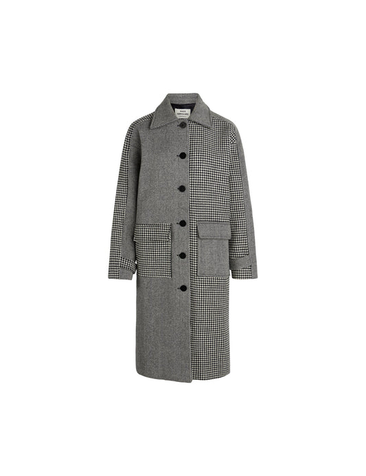 Bonded Wool Jamili Coat, Black/White