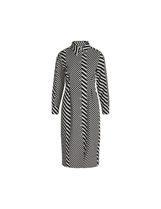 Mix Stripe Lora Dress, Black/Cloud Dancer