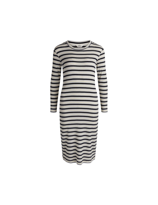 2x2 Lurex Stripe Duba Dress,  2x2 Stripe/Quiet Gray