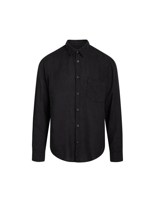 Dyed Linen Sune Shirt,  Black