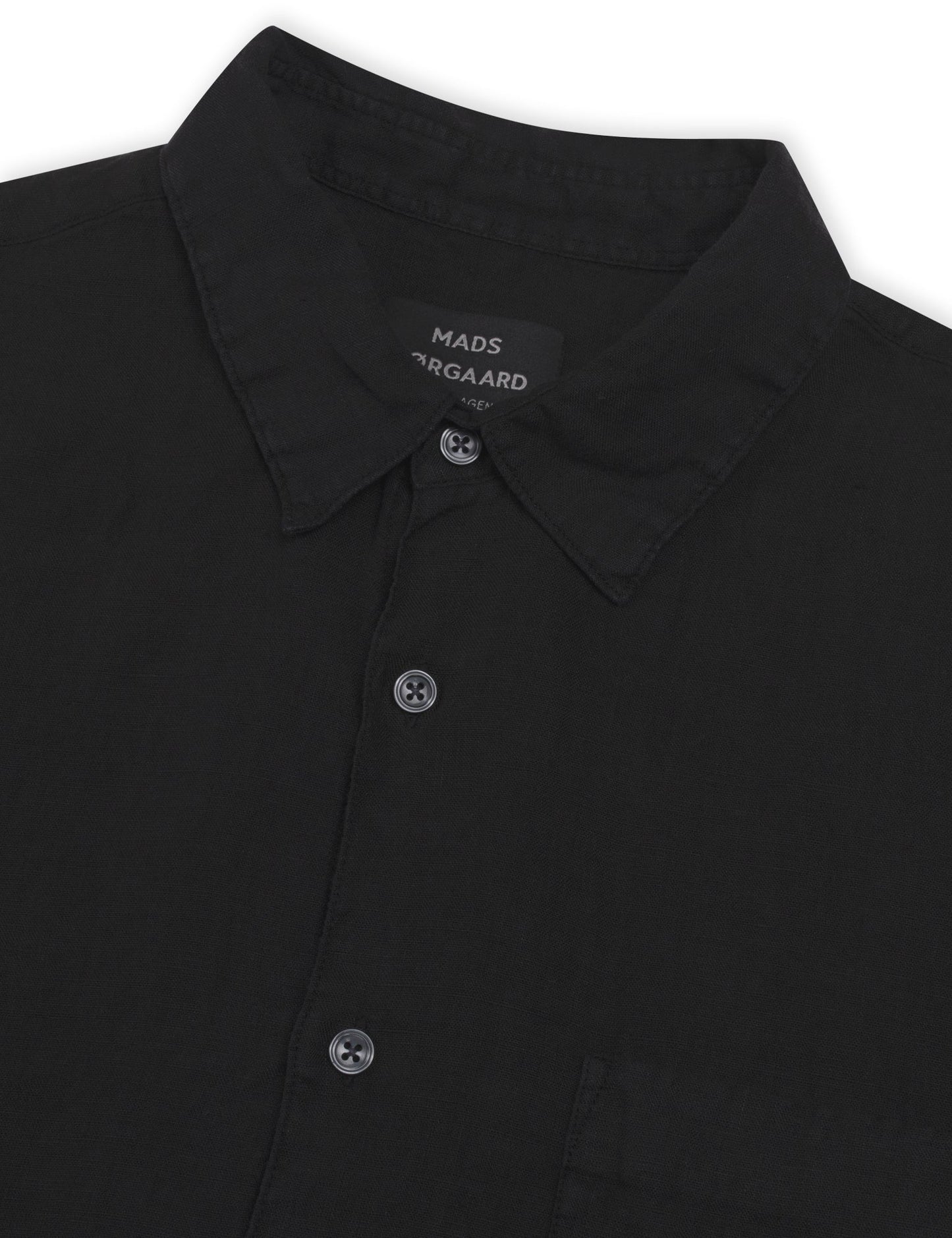 Dyed Linen Victor Shirt SS, Black
