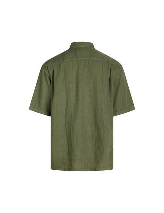 Dyed Linen Victor Shirt SS,  Olivine