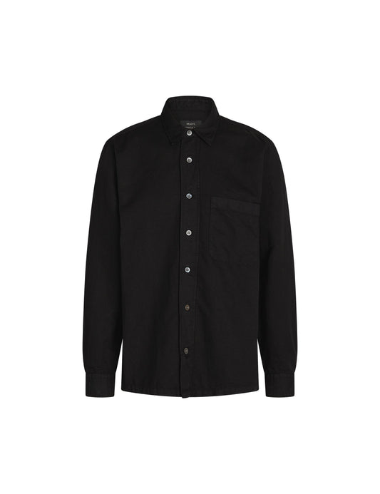 Cotton Linen Twill Roar P Overshirt,  Black