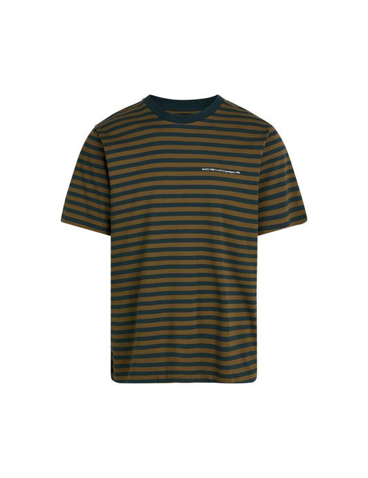 Organic Twin S Stripe  Logo Tee,  Magical Forest/Beech