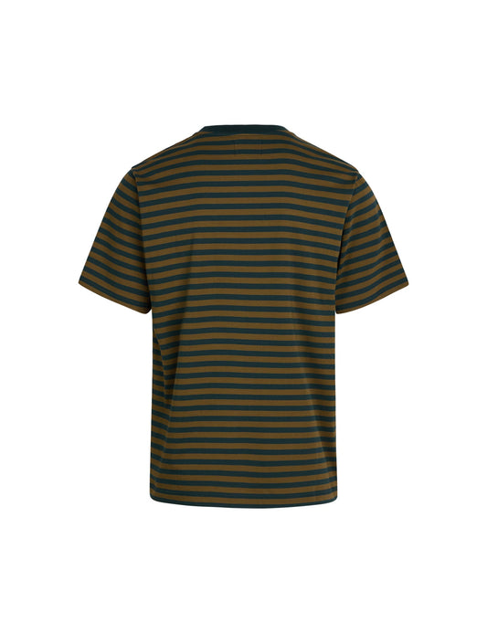 Organic Twin S Stripe  Logo Tee,  Magical Forest/Beech