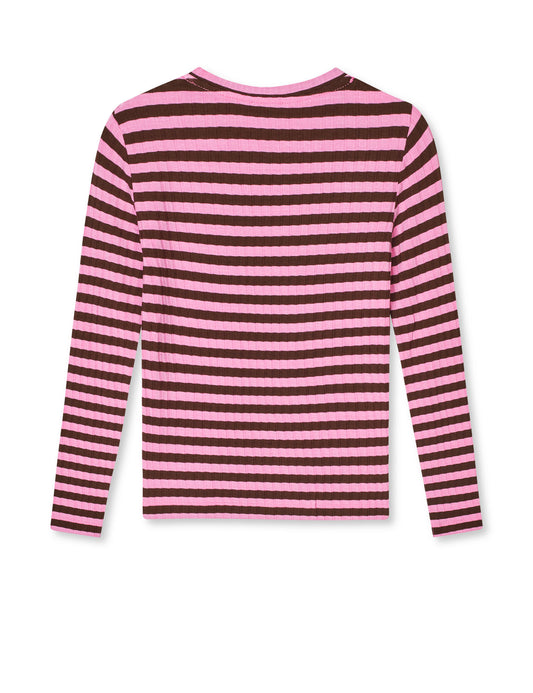 5x5 Classic Stripe Talika Top, Demitasse/Fuchsia Pink