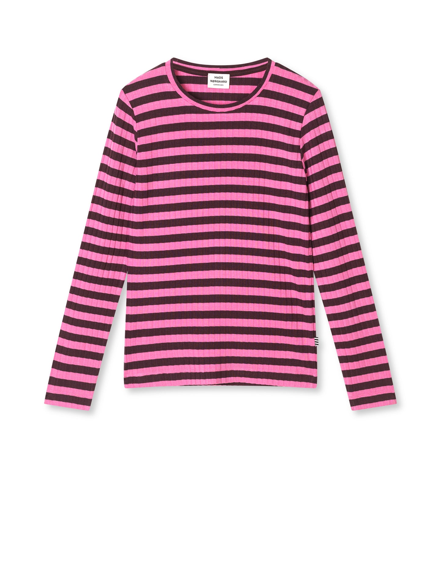 5x5 Classic Stripe Talika Top, Demitasse/Fuchsia Pink
