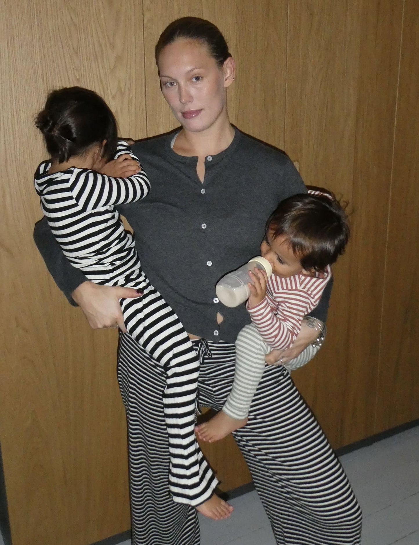 5x5 Classic Stripe Lala Leggings, Black/Vanilla Ice