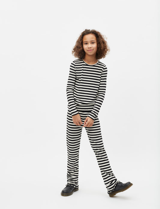 5x5 Classic Stripe Lala Leggings, Black/Vanilla Ice