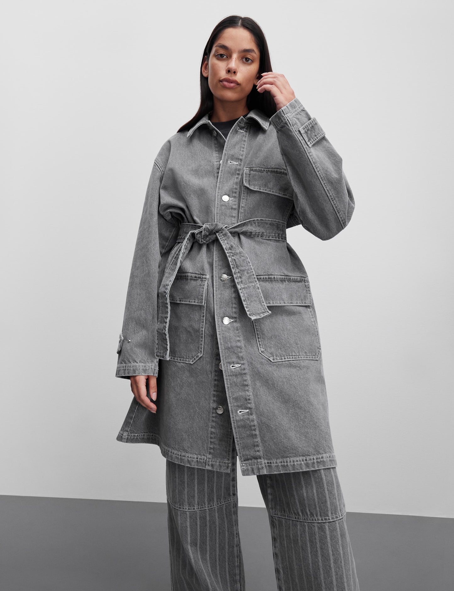 Grey Denim Jeiru Coat, Grey