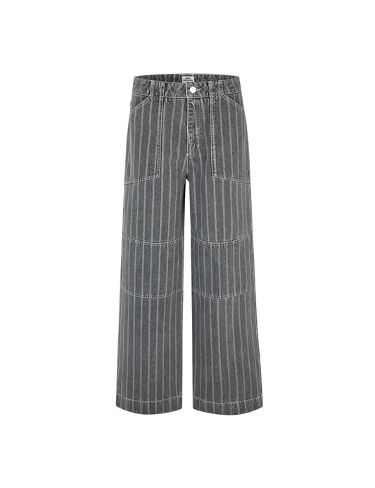 Grey Stripe Denim Krauer Jeans, Grey Stripe