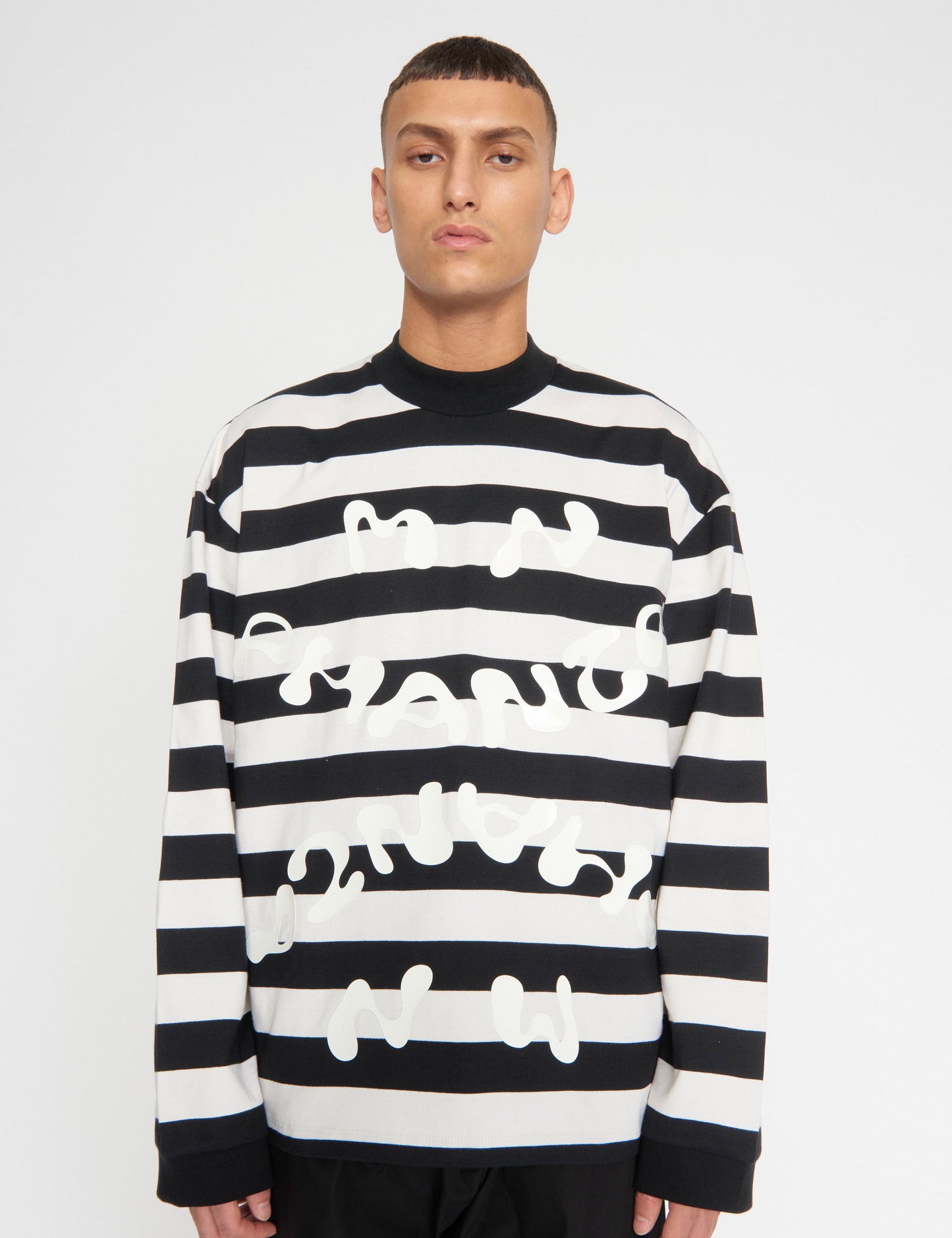 Heavy Single Stripe Jeti Tee LS, Snowwhite/Black