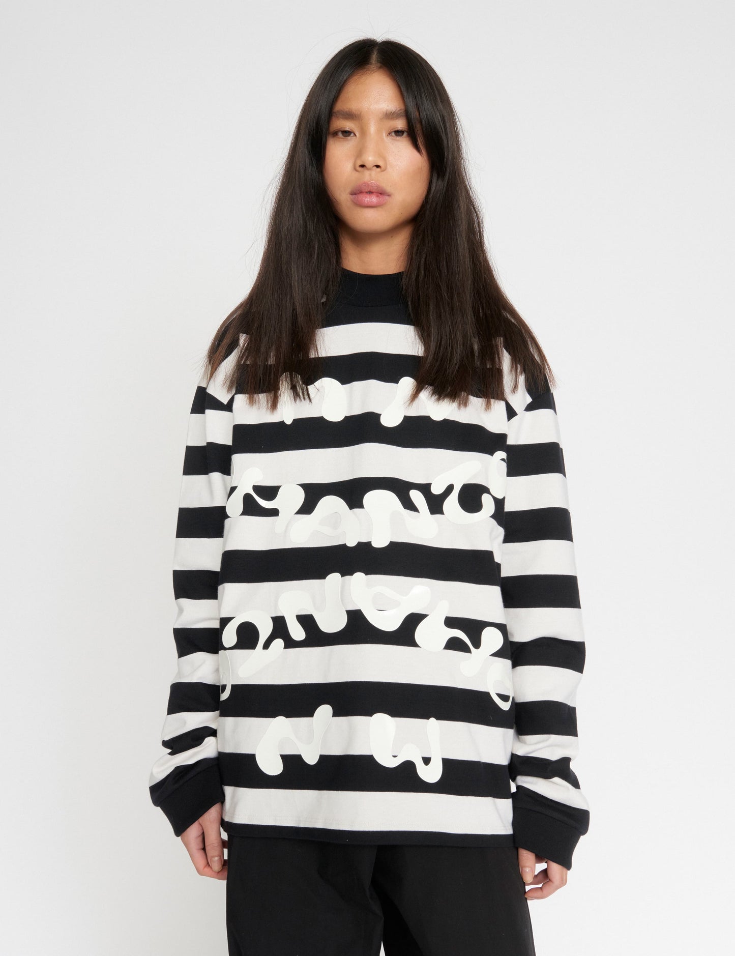 Heavy Single Stripe Jeti Tee LS, Snowwhite/Black