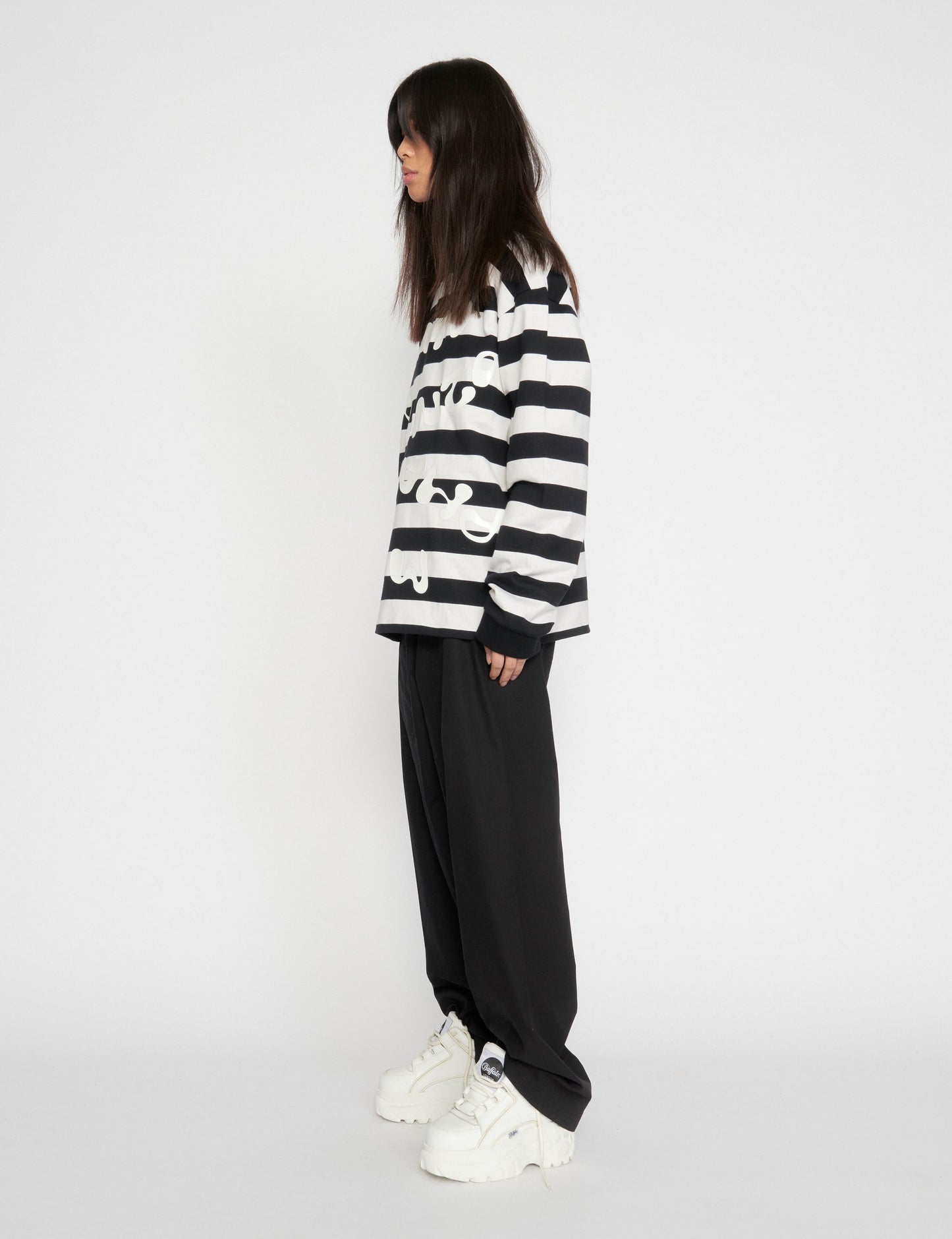 Heavy Single Stripe Jeti Tee LS, Snowwhite/Black