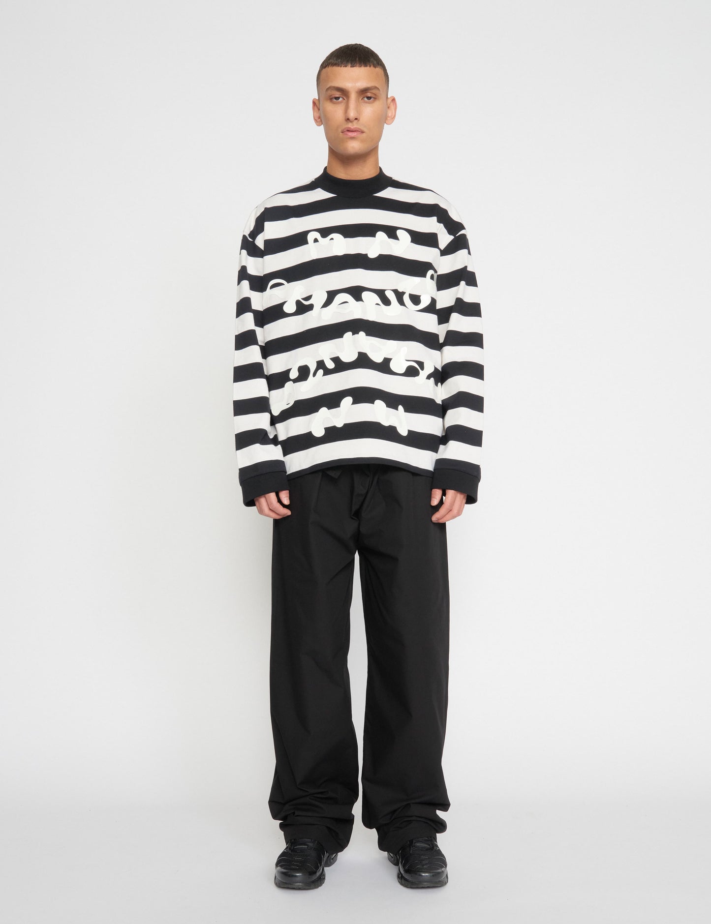 Heavy Single Stripe Jeti Tee LS, Snowwhite/Black