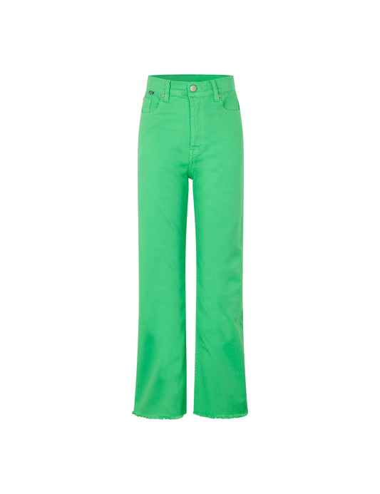 Coloured Denim Loozy Pants, Poison Green