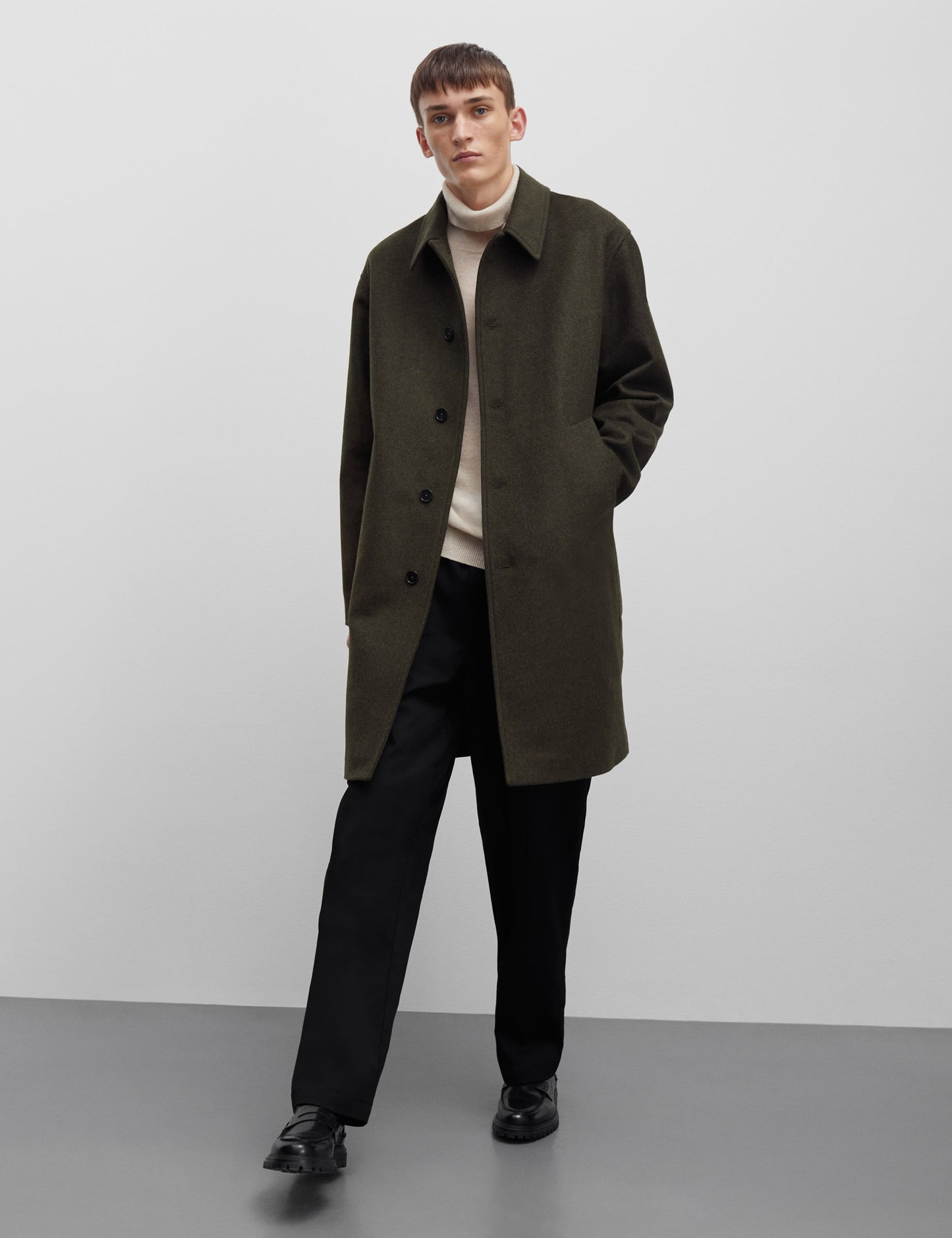 Dense Wool Curtis Coat, Tarmac