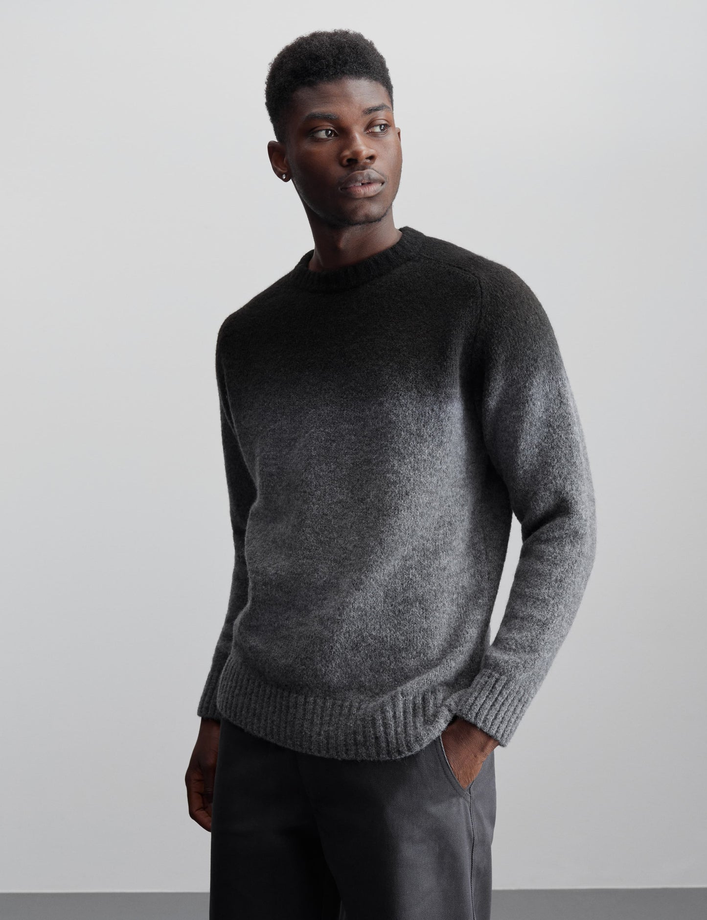 Alpaca Mateo Dip Dye Knit, Black/Grey Melange