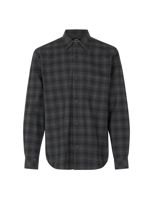 Cotton Flannel Malte Check Shirt, Asphalt Check