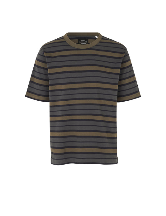 Combed Jersey Thorbjørn Stripe Tee, Asphalt/Deep Well/Tarmac