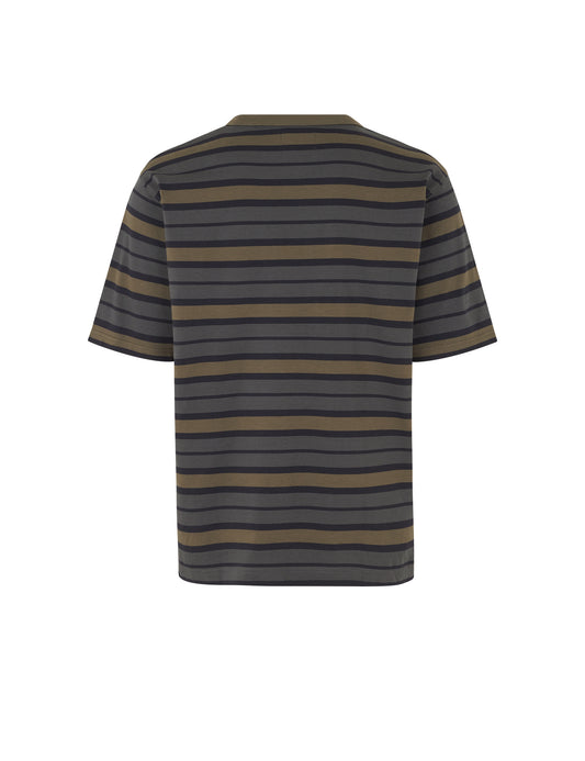 Combed Jersey Thorbjørn Stripe Tee, Asphalt/Deep Well/Tarmac