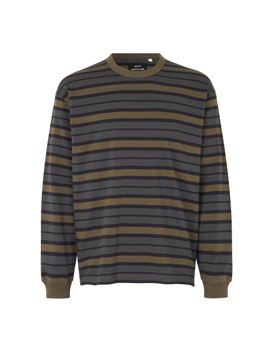 Combed Jersey Karl Stripe Tee LS, Asphalt/Deep Well/Tarmac