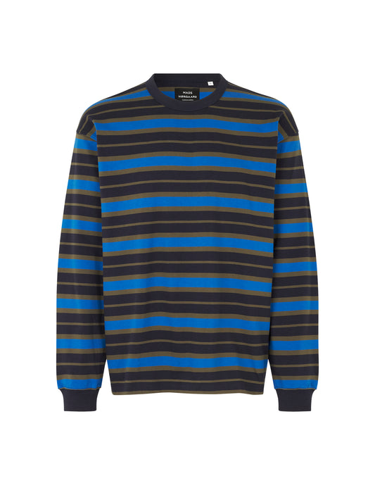 Combed Jersey Karl Stripe Tee LS, Deep Well/Tarmac/Snorkel Blue