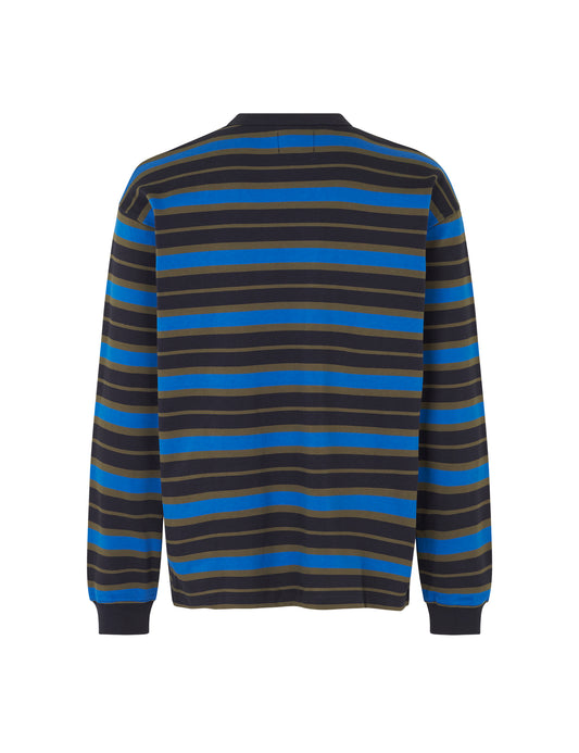 Combed Jersey Karl Stripe Tee LS, Deep Well/Tarmac/Snorkel Blue