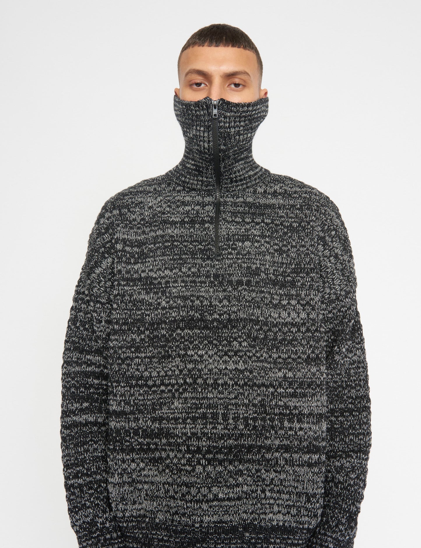 100% Wool Udo Sweater, Black/Off White