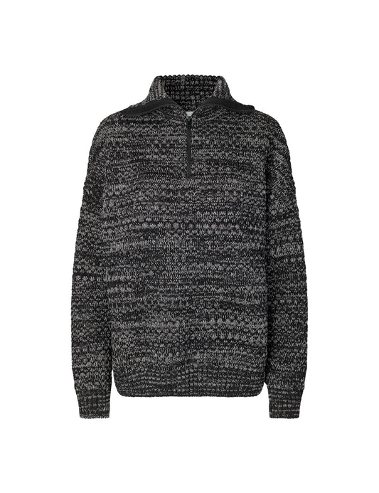 100% Wool Udo Sweater, Black/Off White