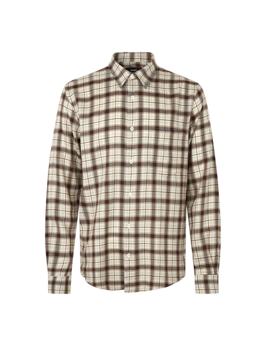 Wool T Sune Shirt, Almond Check