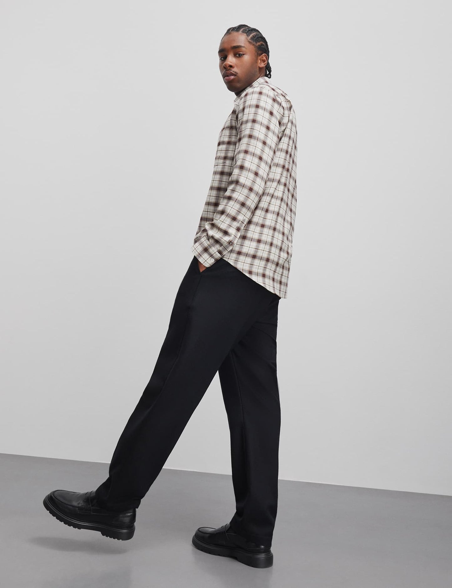 Wool T Sune Shirt, Almond Check