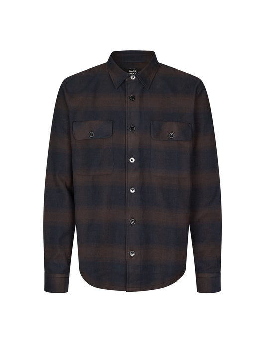 Flannel Heavy Malte  Check Shirt, Deep Well/After Dark Check