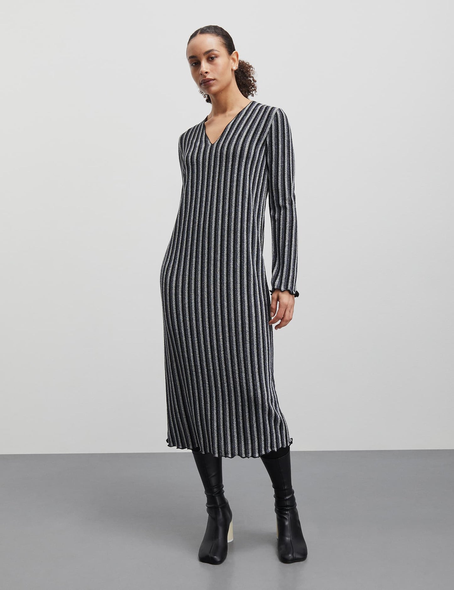 Glitter Jersey Hathena Dress, Glitter Stripe/ Silver