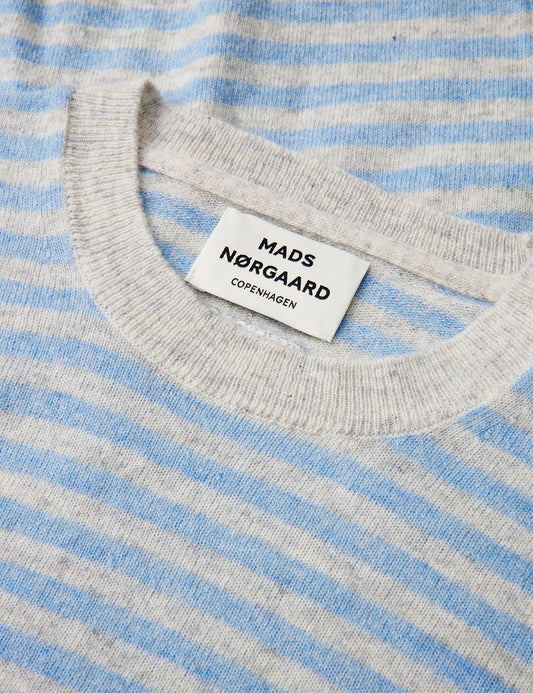 Eco Wool Stripe Kasey Sweater, Powder Blue Melange/Bright Gre