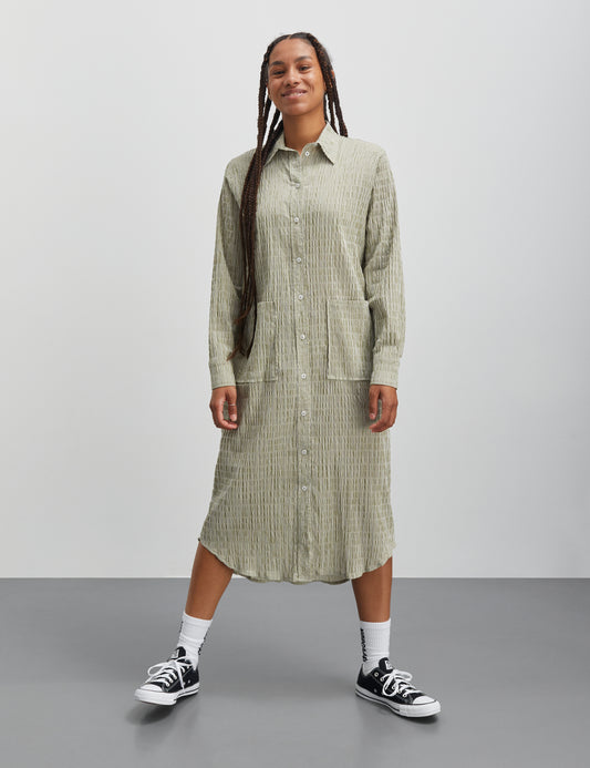 Crinckle Pop Zindi Dress, Olive Branch/Cloud Dancer