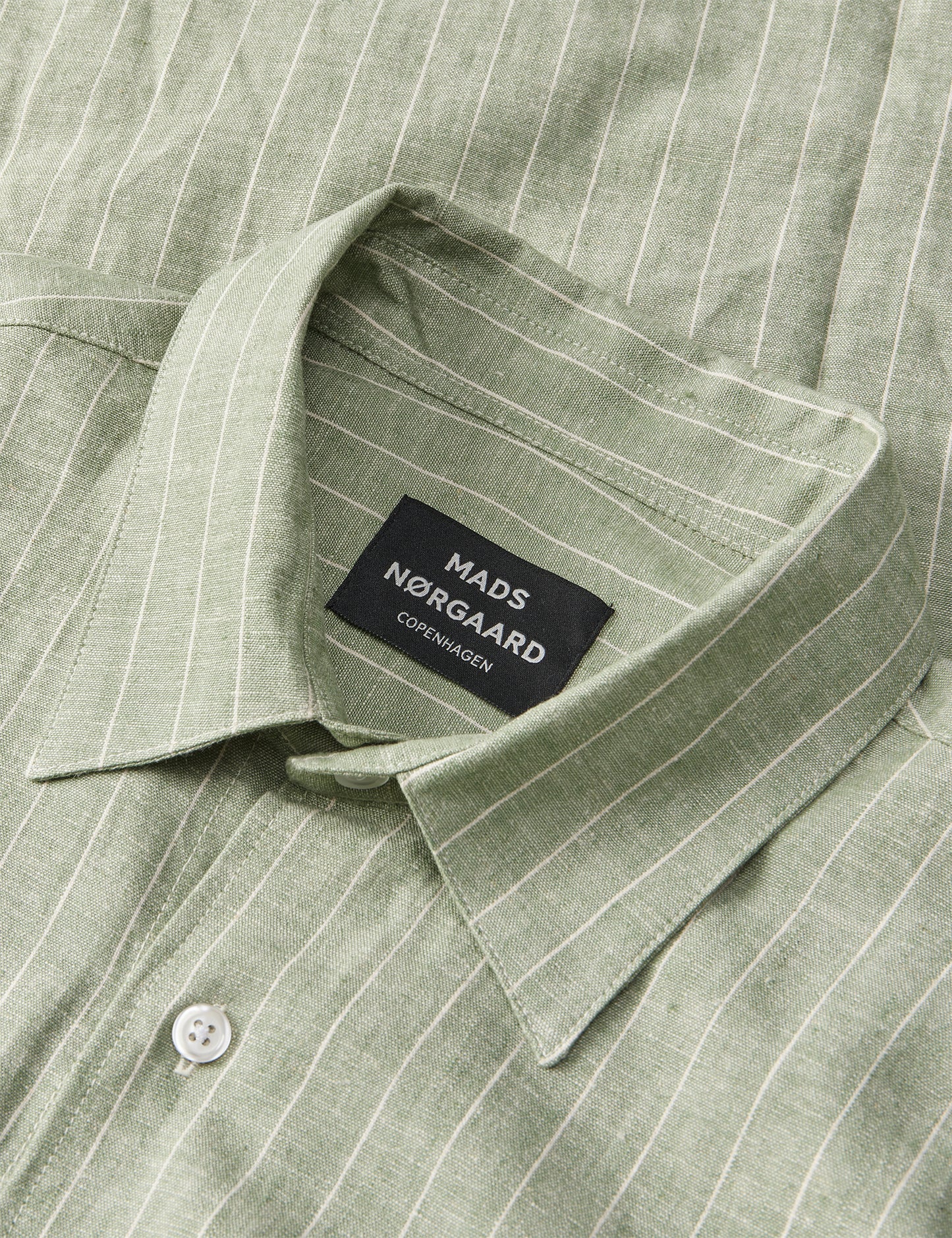 Cotton Linen Malte Stripe Shirt, Sea Spray/Birtch