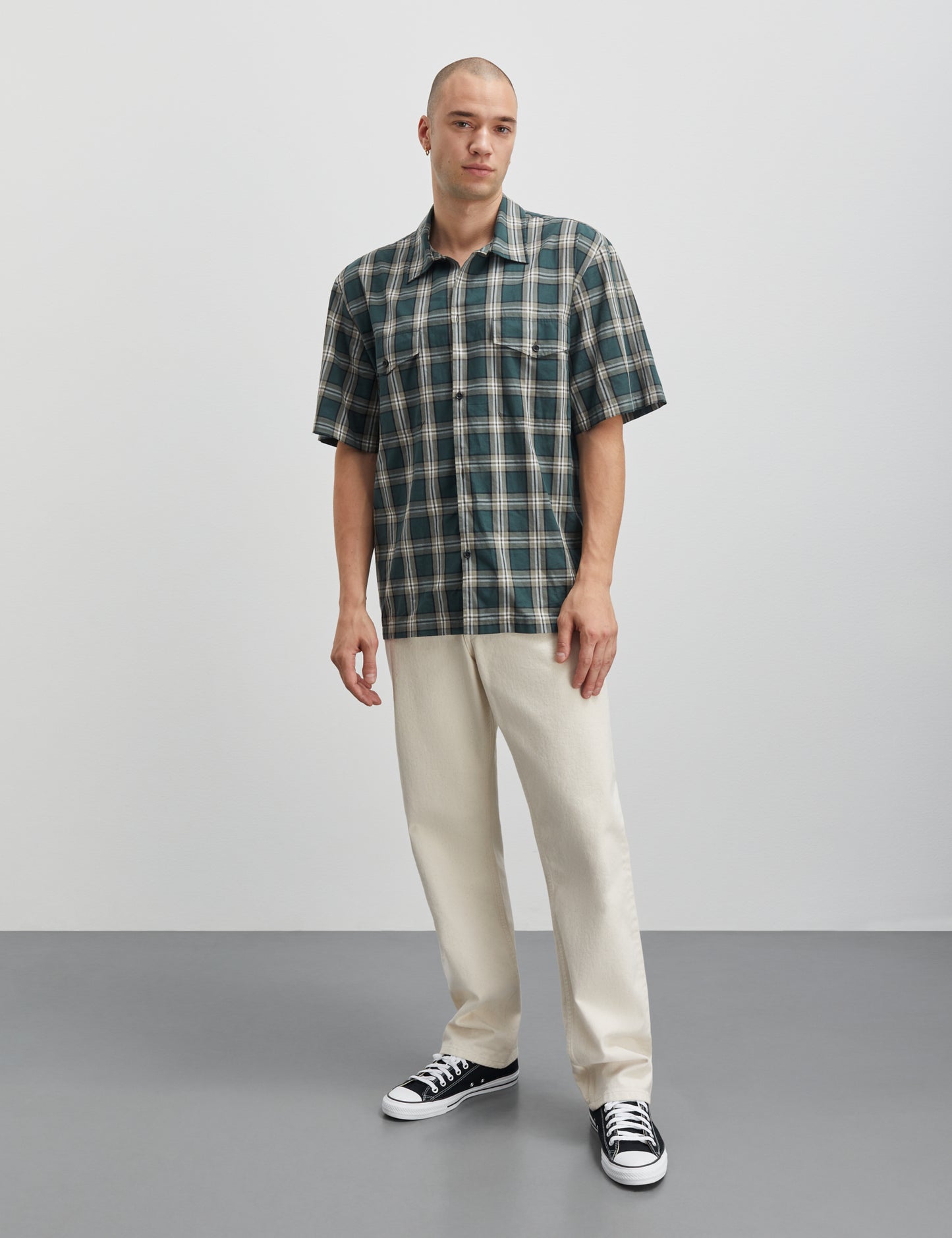 Perola Check Mateo Shirt SS, Storm