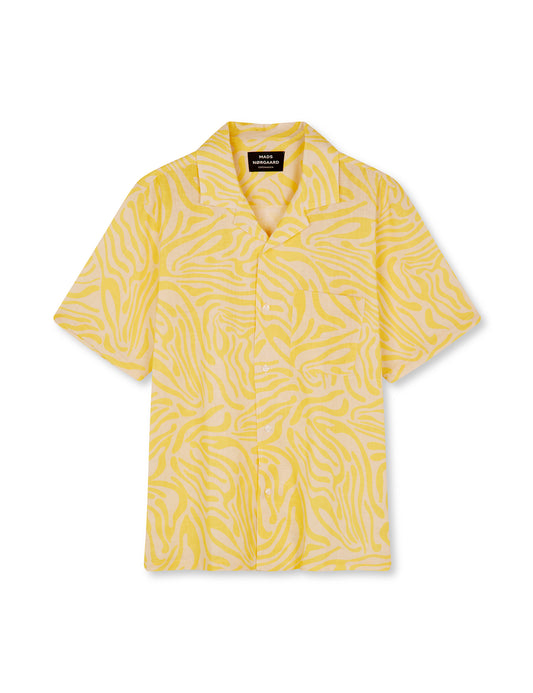 Cotton Linen Kenji AOP Shirt SS, Lemon Zest/Birch AOP