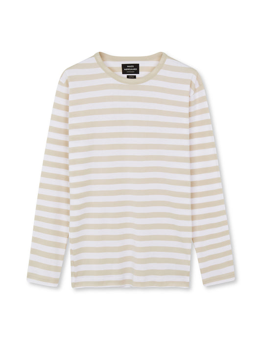 Midi Rib Tobias Tee LS, Birch/White