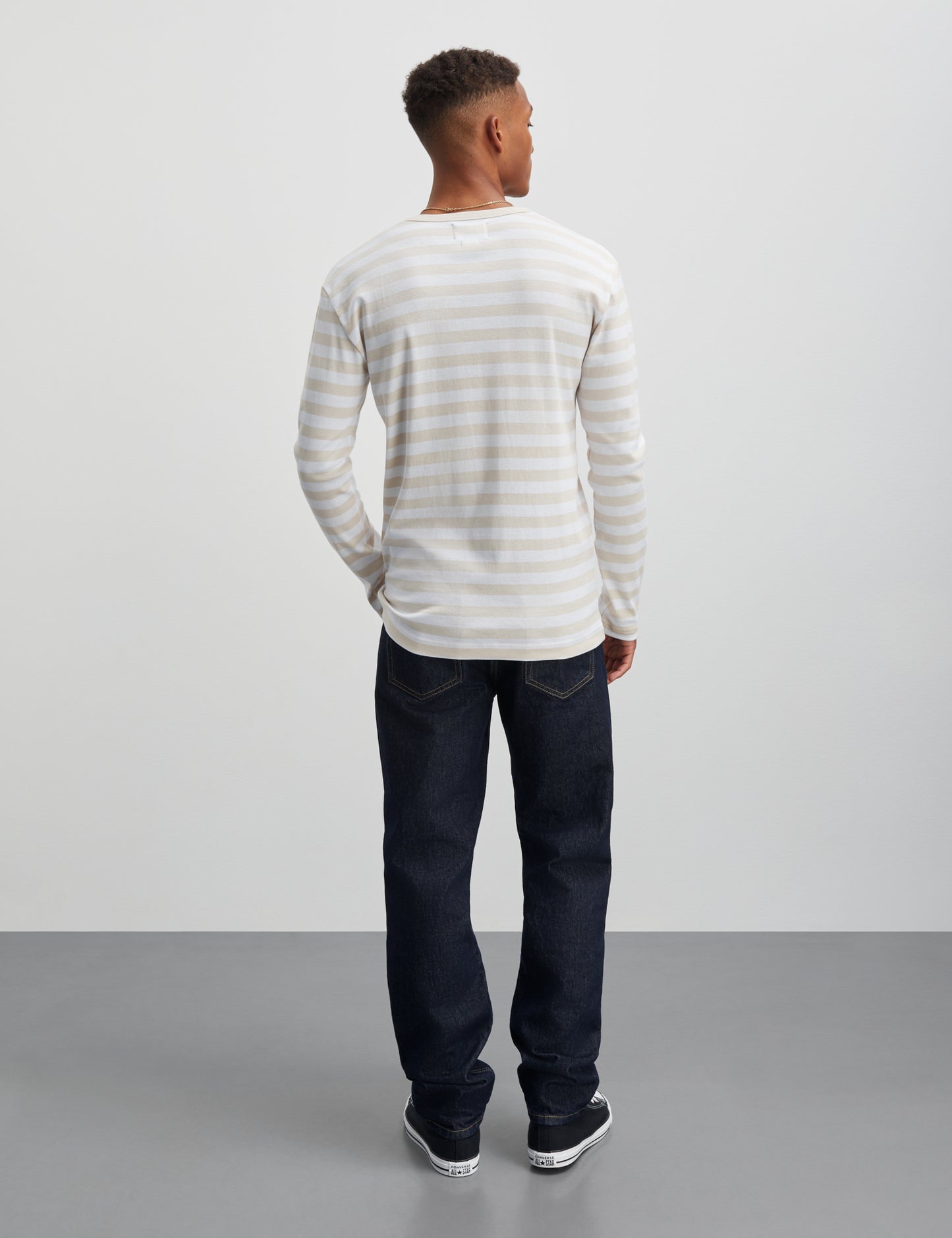 Midi Rib Tobias Tee LS, Birch/White