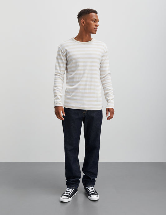 Midi Rib Tobias Tee LS, Birch/White