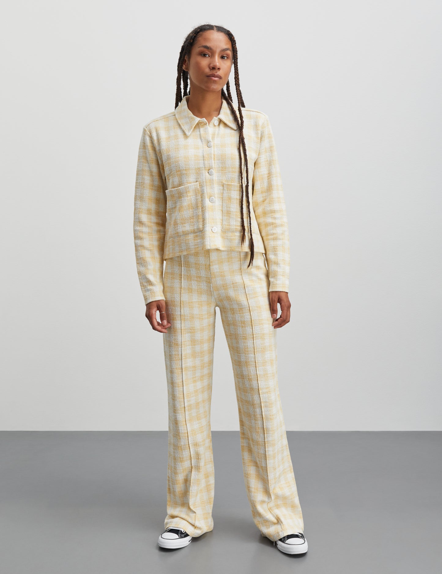 Boucle Jersey Pirla Pants, Misted Yellow/White Alyssum