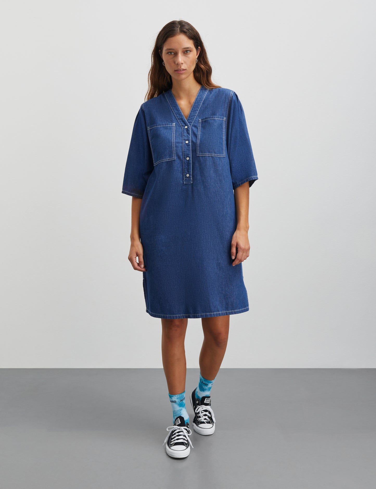 Air Denim Losa Dress, Mid Blue Denim