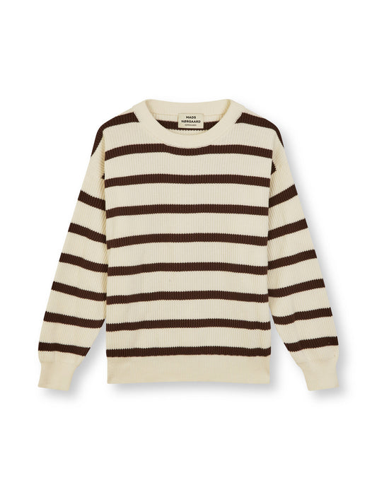 Nivi Eco Lindy Stripe Sweater, Vanilla Ice/Cambridge Brown