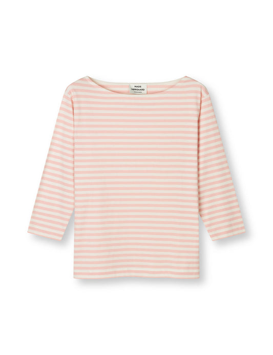 Soft Single Stripe Silje 3/4 Tee, Strawberry Cream/Snow White